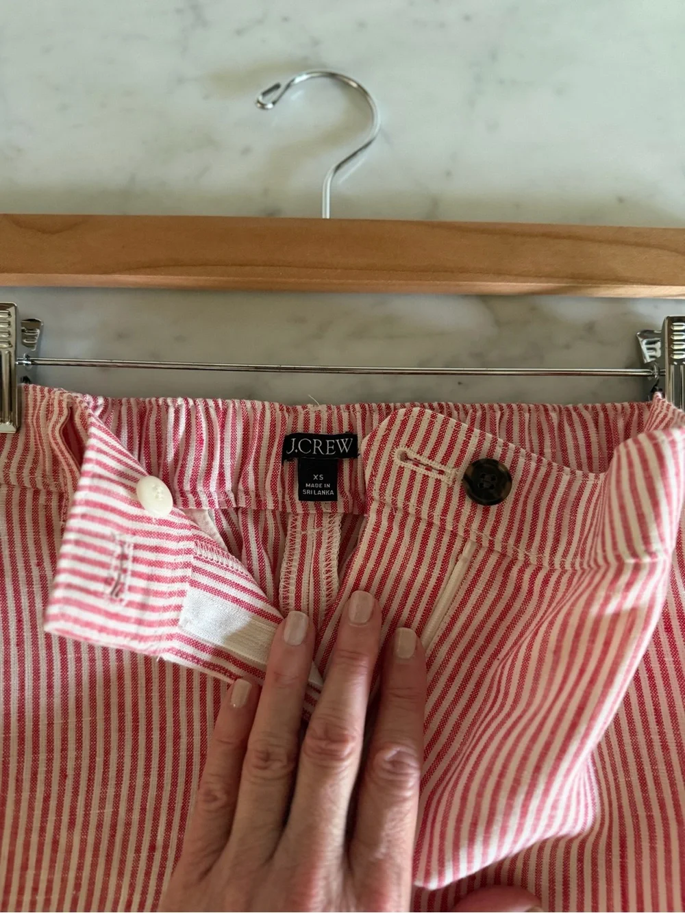 J. Crew Linen Harbor Shorts in Red Stripe Size XS
